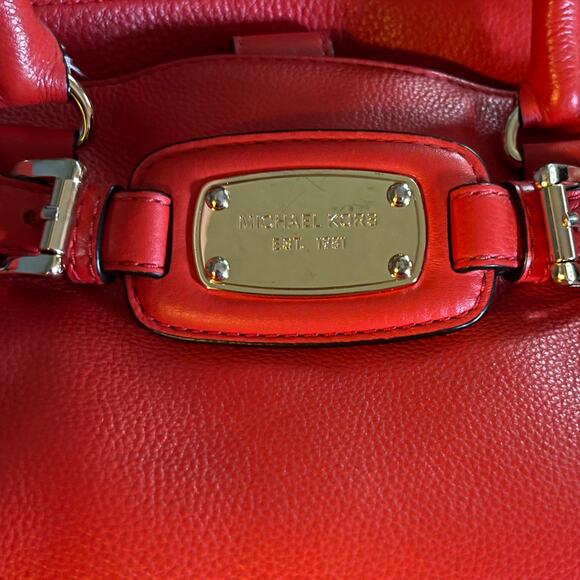Michael Kors Red Leather Large Hamilton Tote Purse - Picture 9 of 14